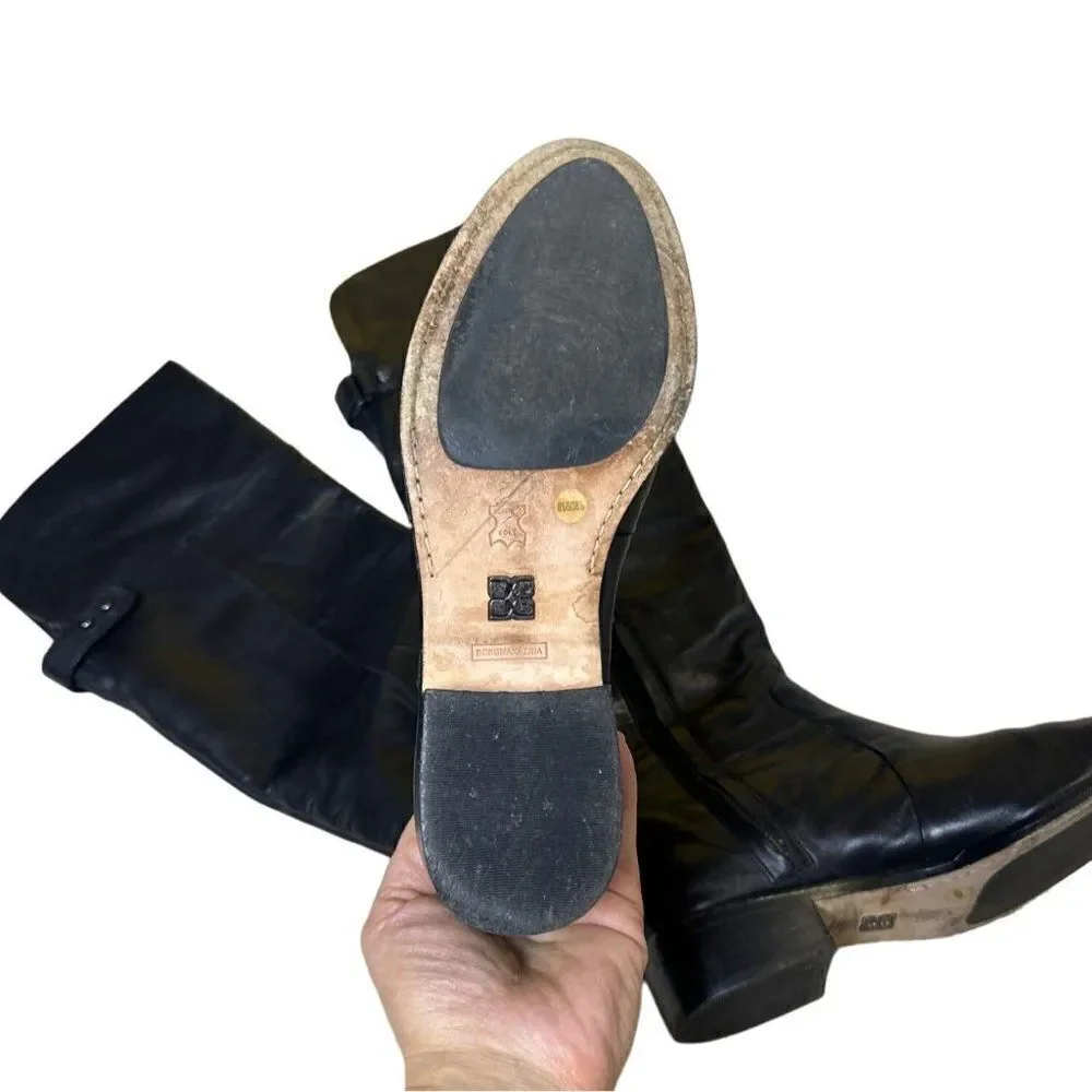 BCBG MAXAZRIA Black Leather Over the knee boots
